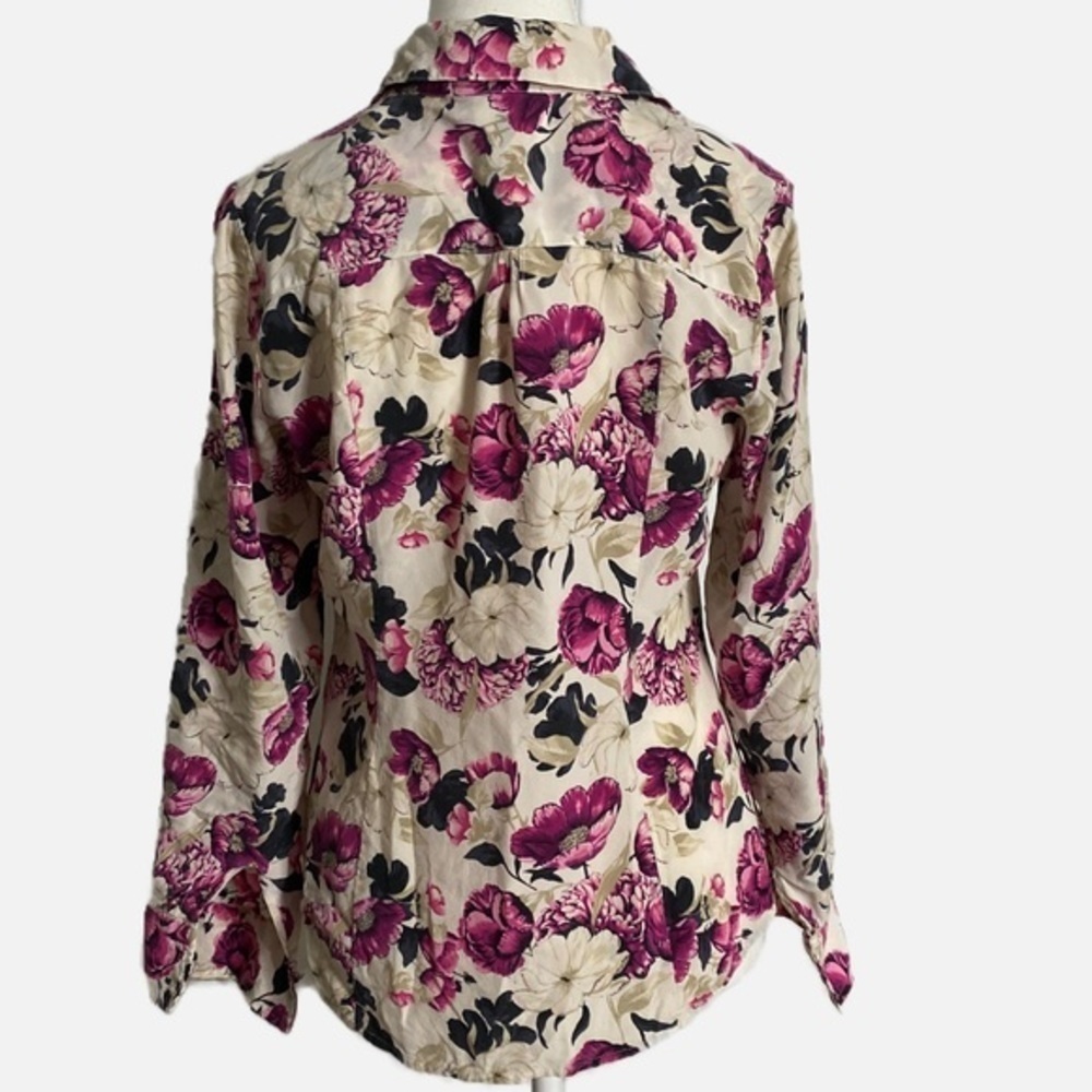 White House Black Market Pink Silk Floral Blouse - Picture 2 of 10